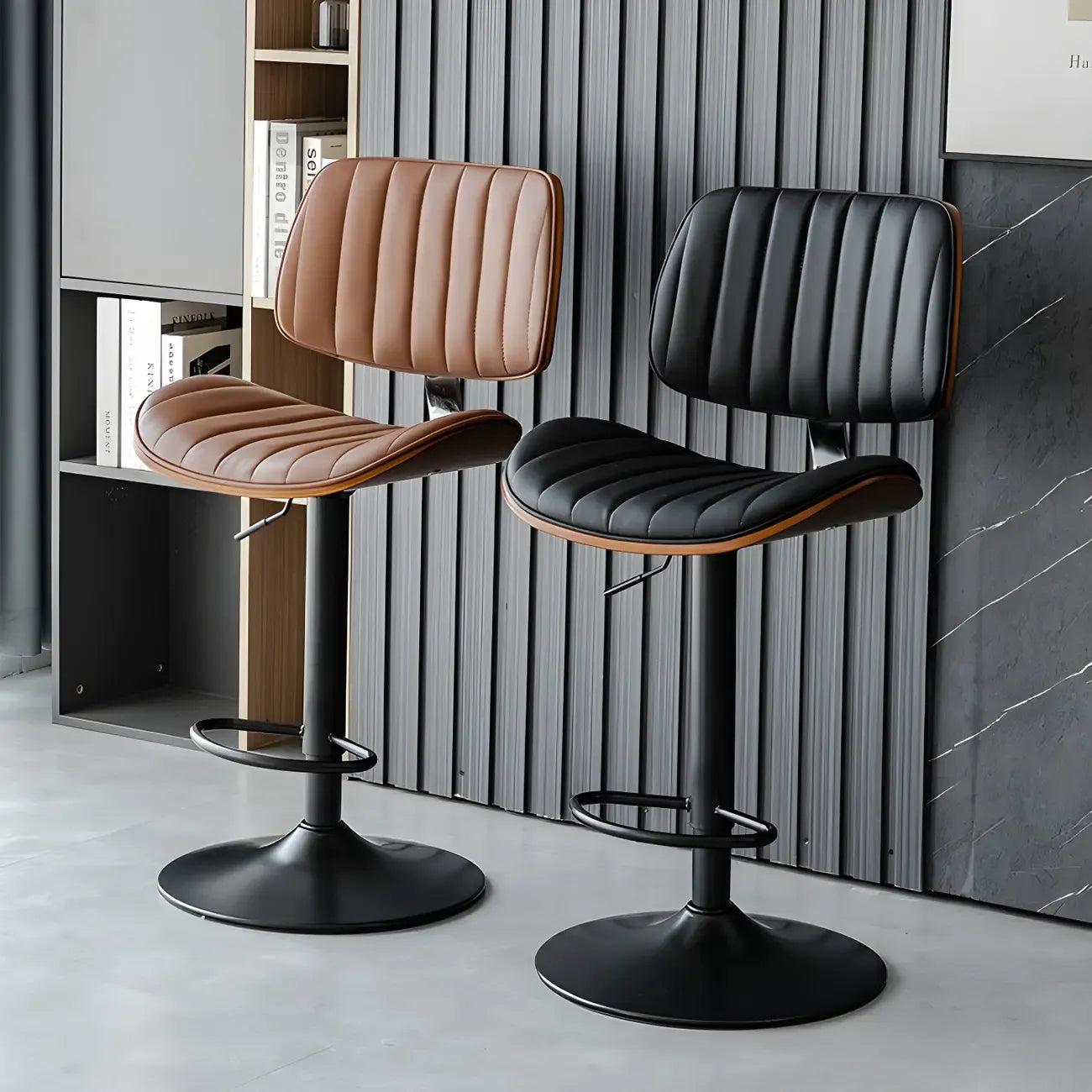 Tabourets de bar pivotants réglables modernes en similicuir