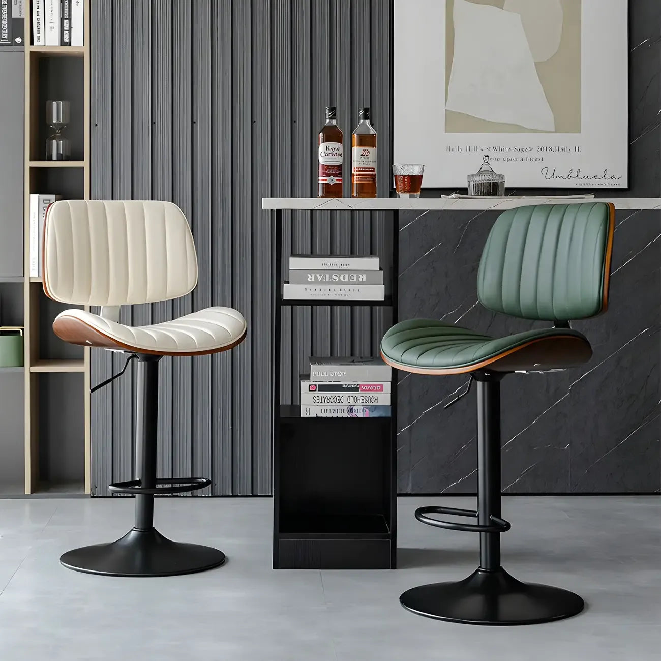 Tabourets de bar pivotants réglables modernes en similicuir