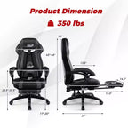 Chaise de jeu e-sport réglable Costway avec appuie-tête rembourré, support lombaire bleu/noir/gris/rouge