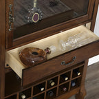 Cave à vin moderne du milieu du siècle en bois brun avec porte vitrée
