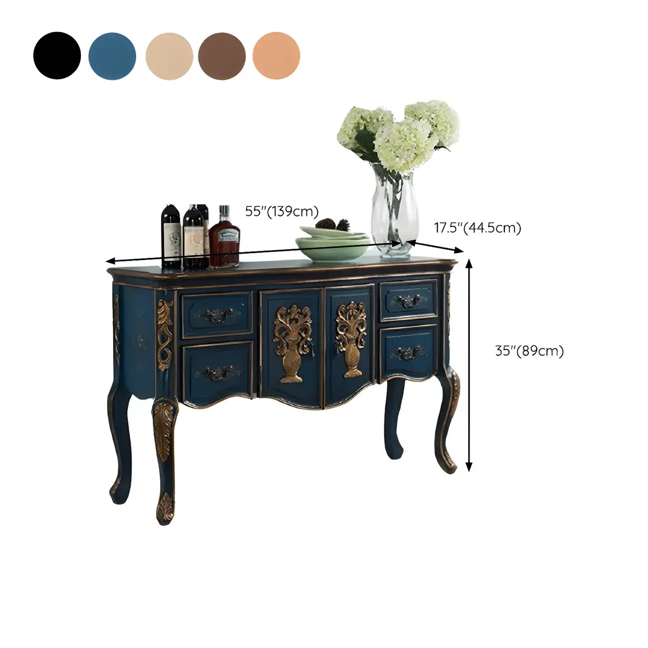 Console de rangement en bois de style français avec tiroirs