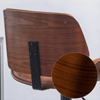 Tabouret de bar pivotant et réglable en bois et cuir rouge élégant