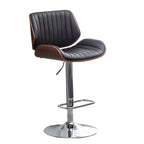 Tabouret de bar pivotant et réglable en bois et cuir rouge élégant
