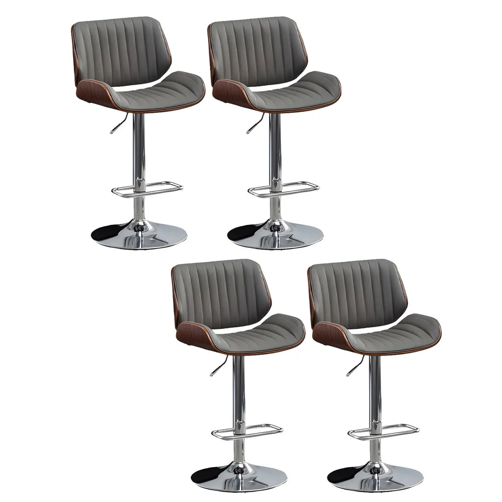 Tabouret de bar pivotant et réglable en bois et cuir rouge élégant