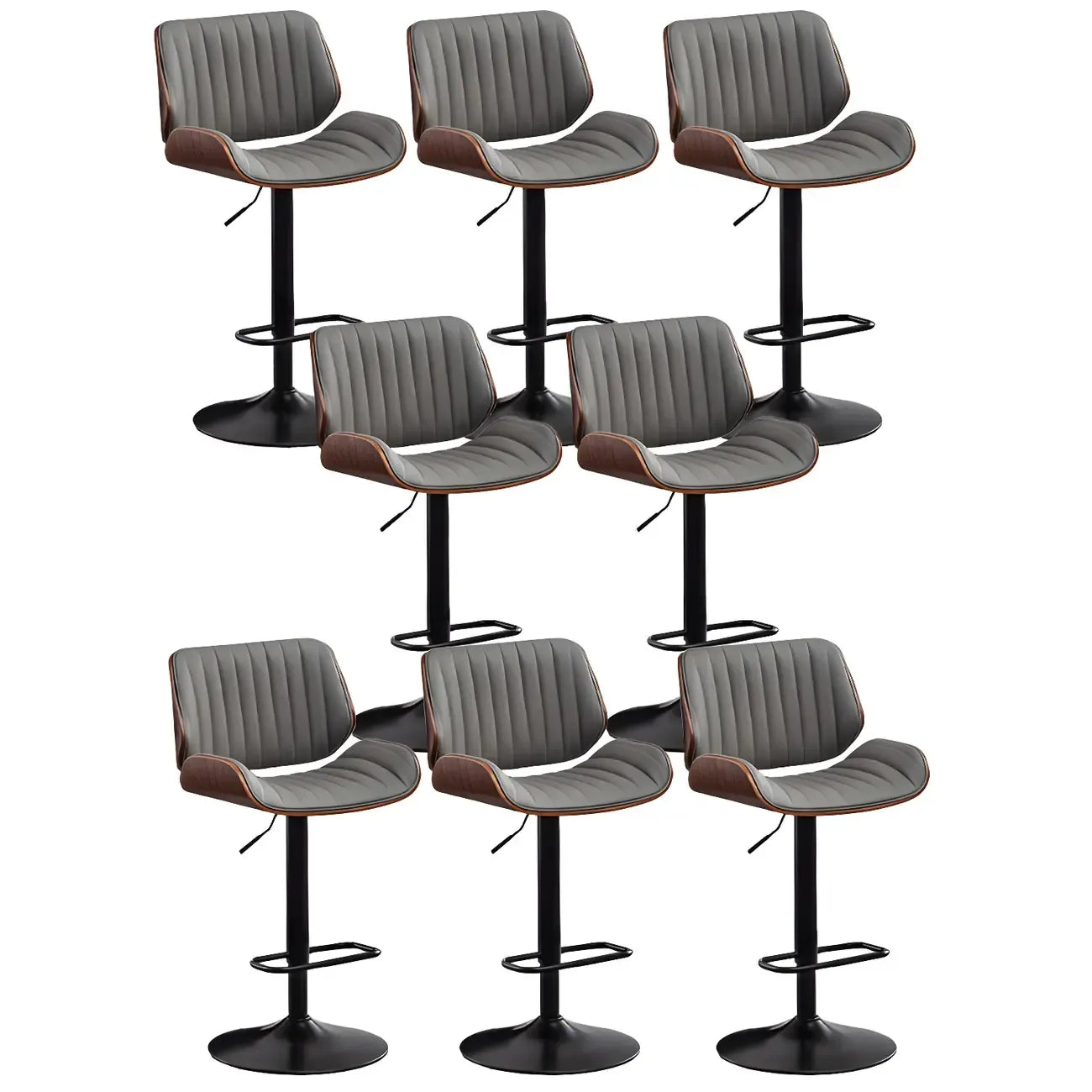 Tabouret de bar pivotant et réglable en bois et cuir rouge élégant