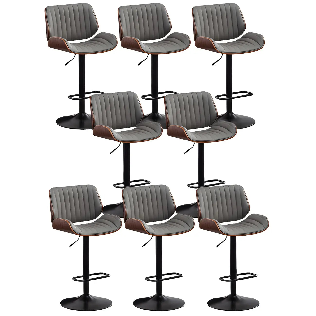 Tabouret de bar pivotant et réglable en bois et cuir rouge élégant