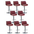 Tabouret de bar pivotant et réglable en bois et cuir rouge élégant
