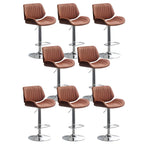 Tabouret de bar pivotant et réglable en bois et cuir rouge élégant