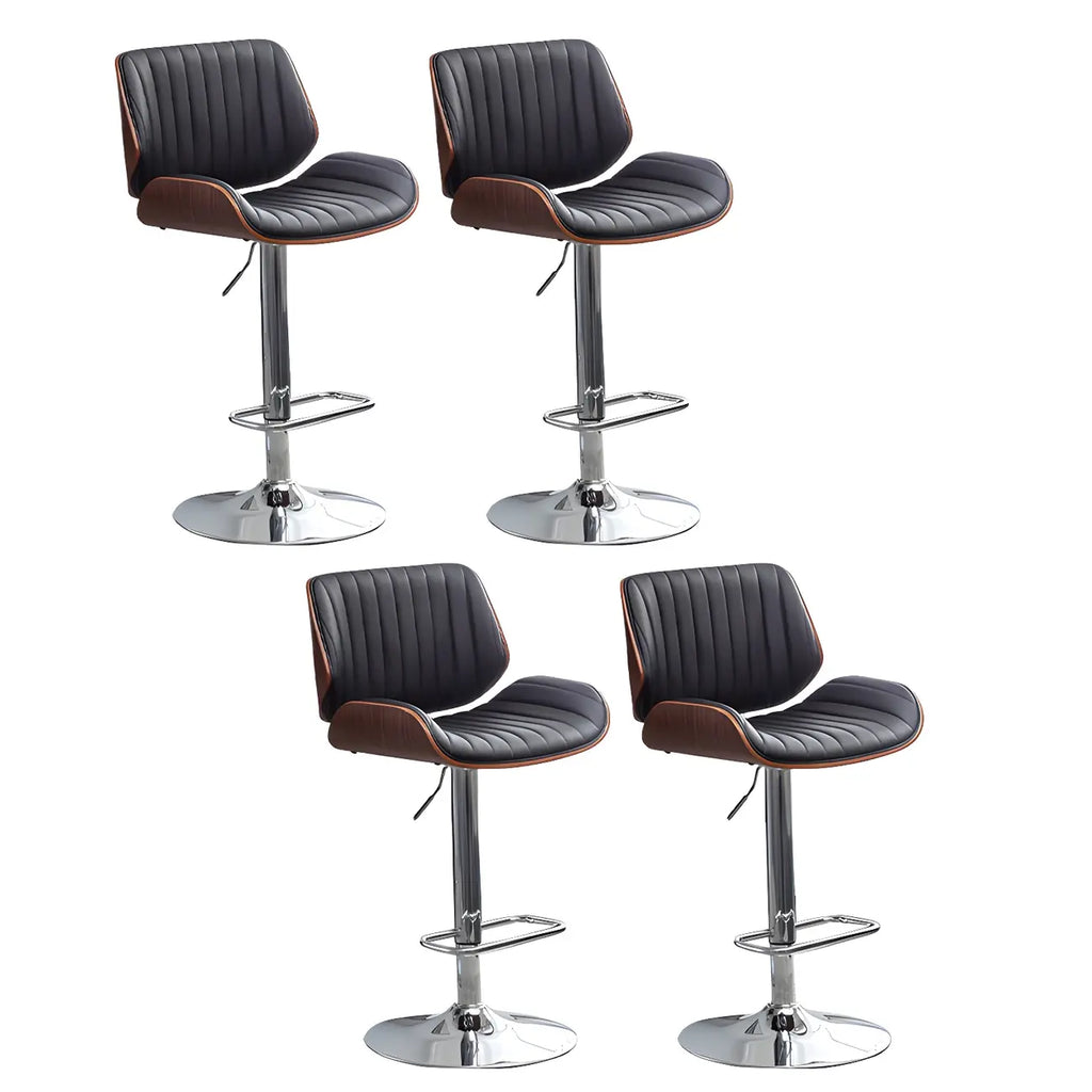 Tabouret de bar pivotant et réglable en bois et cuir rouge élégant