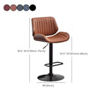 Tabouret de bar pivotant et réglable en bois et cuir rouge élégant