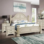 Ensemble de chambre à coucher Stroh traditionnel en bois, 3 pièces, avec lit à baldaquin et port USB, par Furniture of America