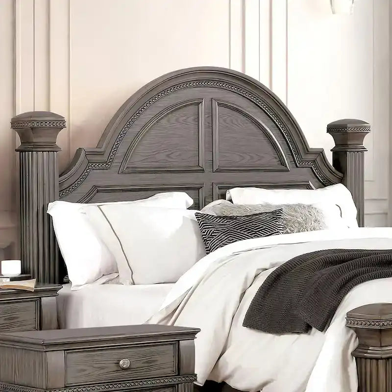 Ensemble de chambre à coucher Stroh traditionnel en bois, 3 pièces, avec lit à baldaquin et port USB, par Furniture of America