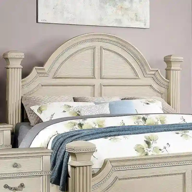 Ensemble de chambre à coucher Stroh traditionnel en bois, 3 pièces, avec lit à baldaquin et port USB, par Furniture of America