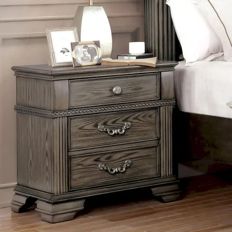 Ensemble de chambre à coucher Stroh traditionnel en bois, 3 pièces, avec lit à baldaquin et port USB, par Furniture of America