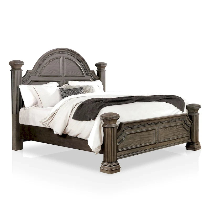 Ensemble de chambre à coucher Stroh traditionnel en bois, 3 pièces, avec lit à baldaquin et port USB, par Furniture of America