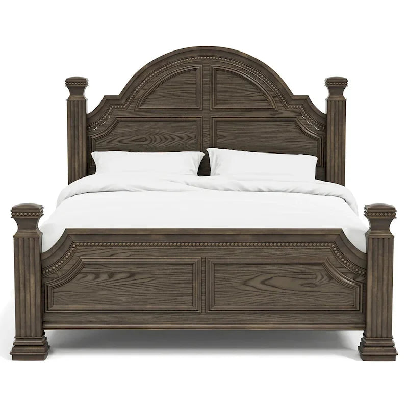 Ensemble de chambre à coucher Stroh traditionnel en bois, 3 pièces, avec lit à baldaquin et port USB, par Furniture of America