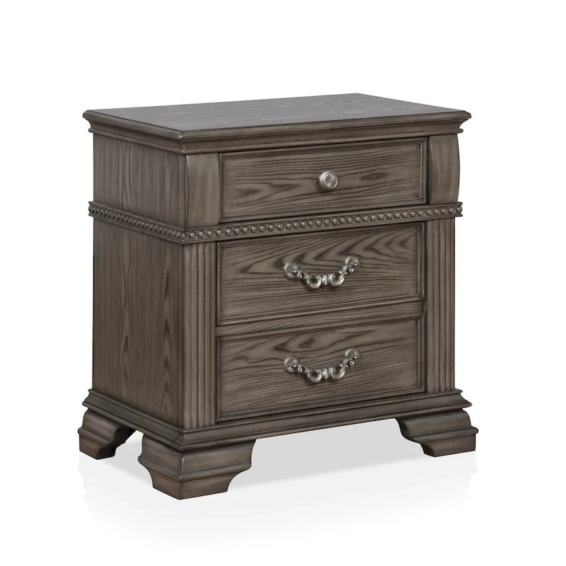 Ensemble de chambre à coucher Stroh traditionnel en bois, 3 pièces, avec lit à baldaquin et port USB, par Furniture of America