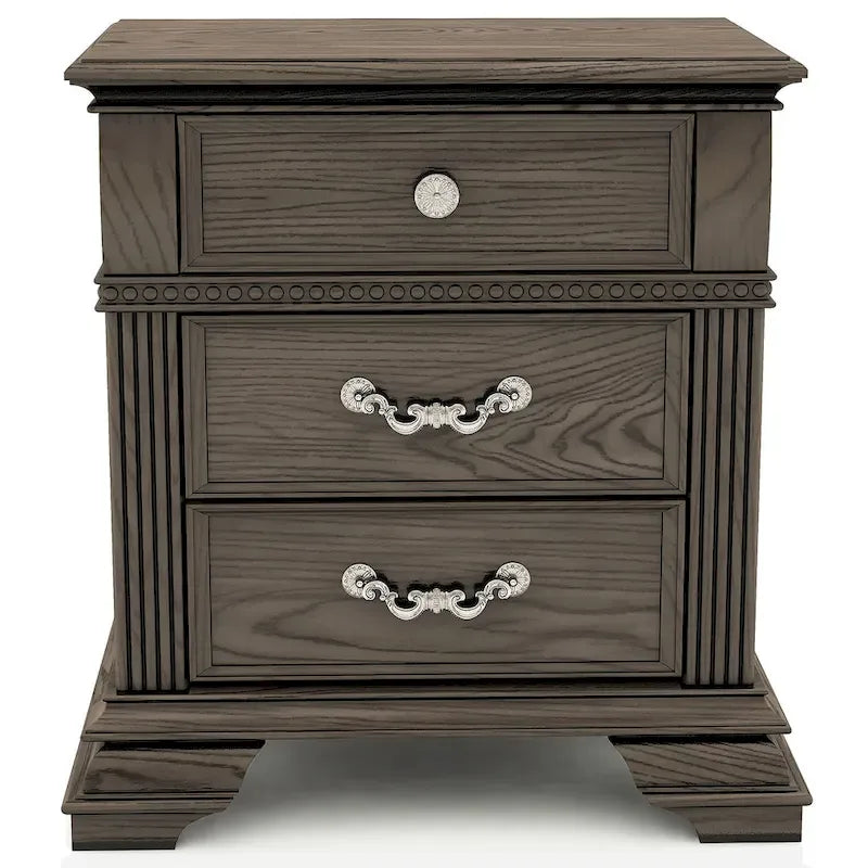 Ensemble de chambre à coucher Stroh traditionnel en bois, 3 pièces, avec lit à baldaquin et port USB, par Furniture of America