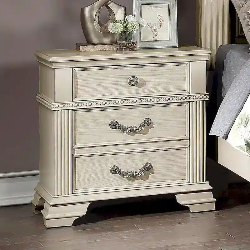 Ensemble de chambre à coucher Stroh traditionnel en bois, 3 pièces, avec lit à baldaquin et port USB, par Furniture of America