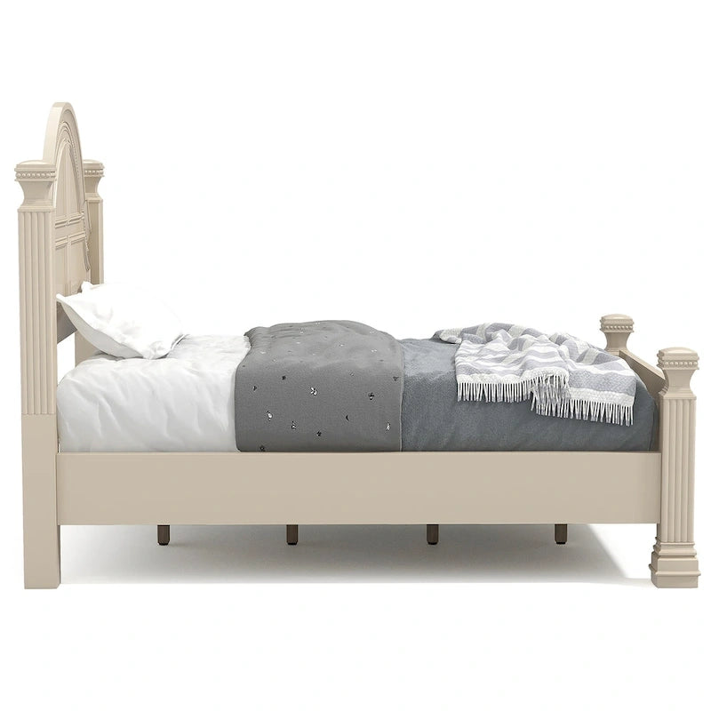 Ensemble de chambre à coucher Stroh traditionnel en bois, 3 pièces, avec lit à baldaquin et port USB, par Furniture of America