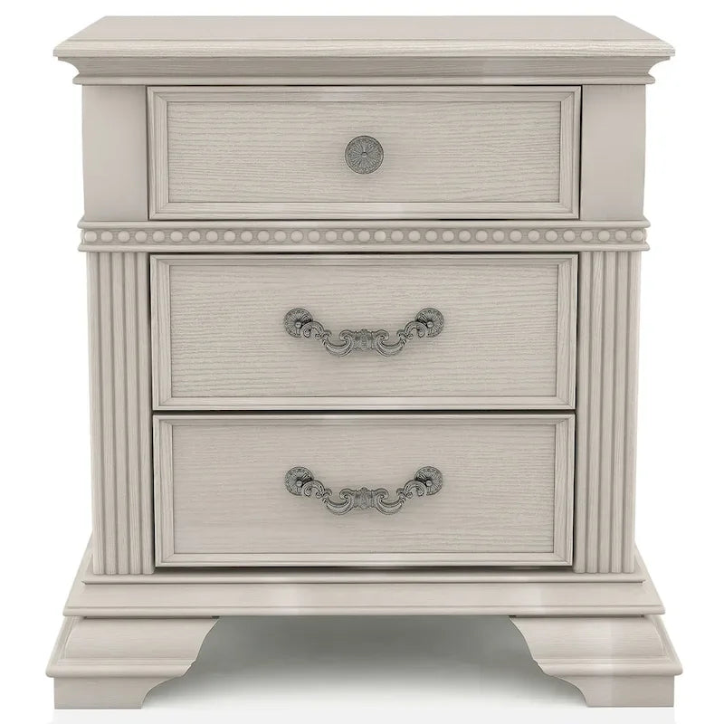 Ensemble de chambre à coucher Stroh traditionnel en bois, 3 pièces, avec lit à baldaquin et port USB, par Furniture of America