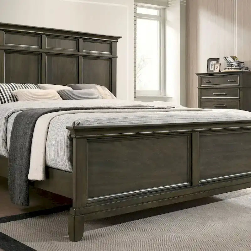 Ensemble de chambre à coucher 3 pièces à panneaux gris traditionnel Evva de Furniture of America