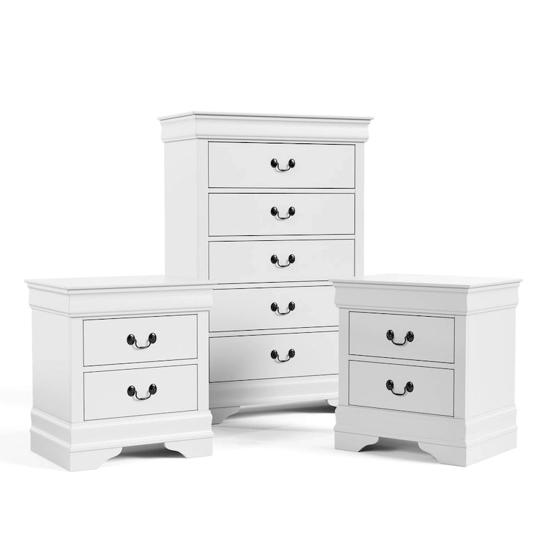 Ensemble de table de chevet et commode 3 pièces en bois massif Devi de Furniture of America