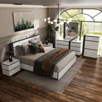 Conjira Modern White Wood 6-Piece Storage Platform Bedroom Set with USBs by Furniture of America