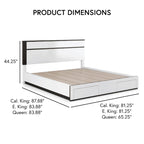 Ensemble de chambre à coucher Conjira moderne en bois blanc, 6 pièces, avec plateforme de rangement et ports USB, par Furniture of America