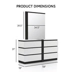 Ensemble de chambre à coucher Conjira moderne en bois blanc, 6 pièces, avec plateforme de rangement et ports USB, par Furniture of America