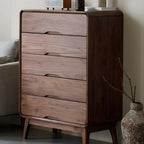 Commodes et coffres vintage en bois massif noyer foncé pour chambre à coucher