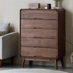 Commodes et coffres vintage en bois massif noyer foncé pour chambre à coucher