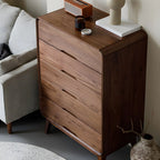 Commodes et coffres vintage en bois massif noyer foncé pour chambre à coucher