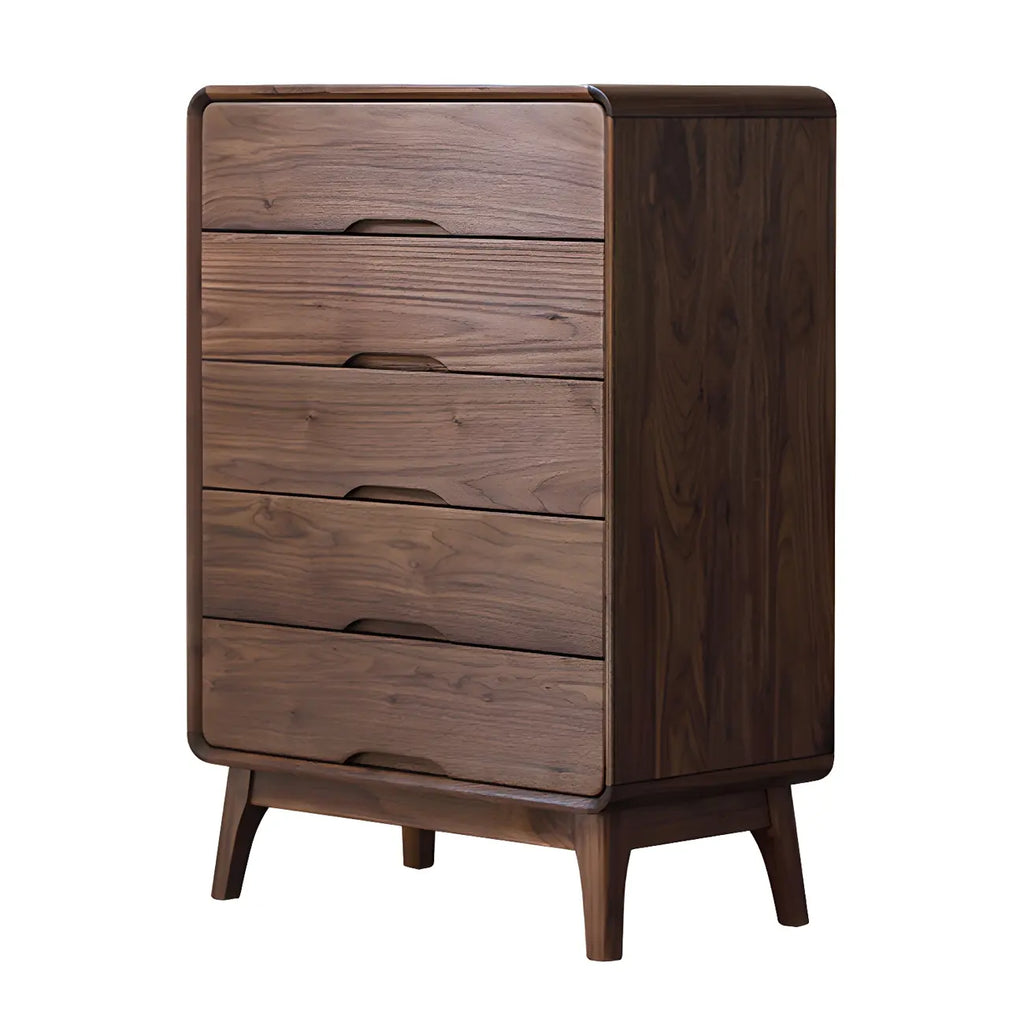 Commodes et coffres vintage en bois massif noyer foncé pour chambre à coucher