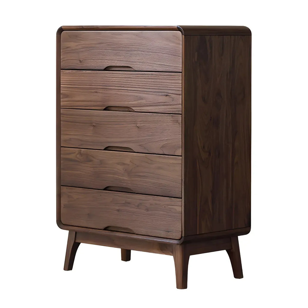Commodes et coffres vintage en bois massif noyer foncé pour chambre à coucher