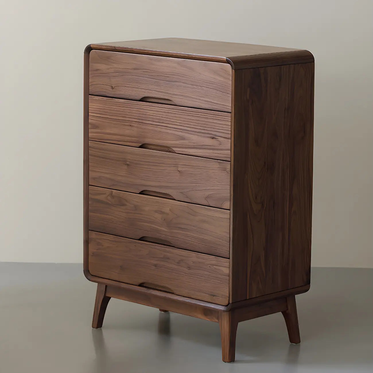 Commodes et coffres vintage en bois massif noyer foncé pour chambre à coucher