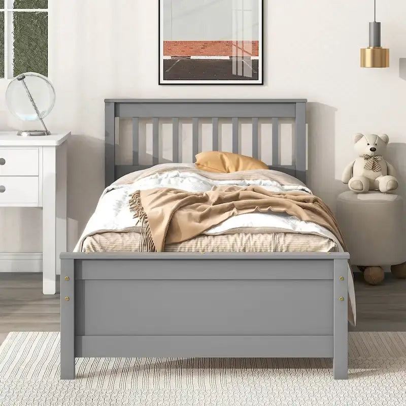 Letto singolo con testiera e pediera con comodino