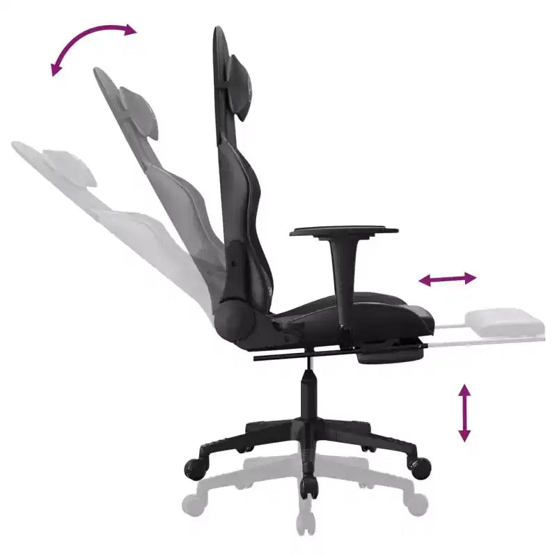 vidaXL Sedia da gaming massaggiante con poggiapiedi, nera, in similpelle