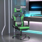 vidaXL Sedia da gaming massaggiante con poggiapiedi, nera e verde, in similpelle