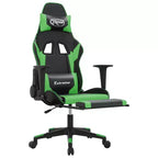 vidaXL Sedia da gaming massaggiante con poggiapiedi, nera e verde, in similpelle