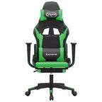 vidaXL Sedia da gaming massaggiante con poggiapiedi, nera e verde, in similpelle