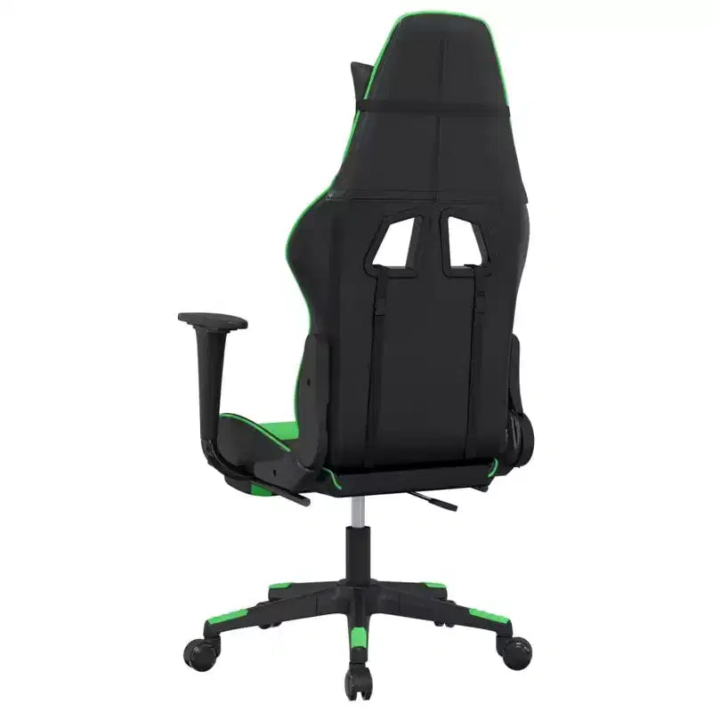 vidaXL Sedia da gaming massaggiante con poggiapiedi, nera e verde, in similpelle