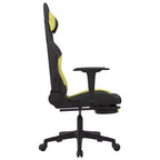 vidaXL Sedia da gaming massaggiante con poggiapiedi, nera e verde chiaro, in tessuto