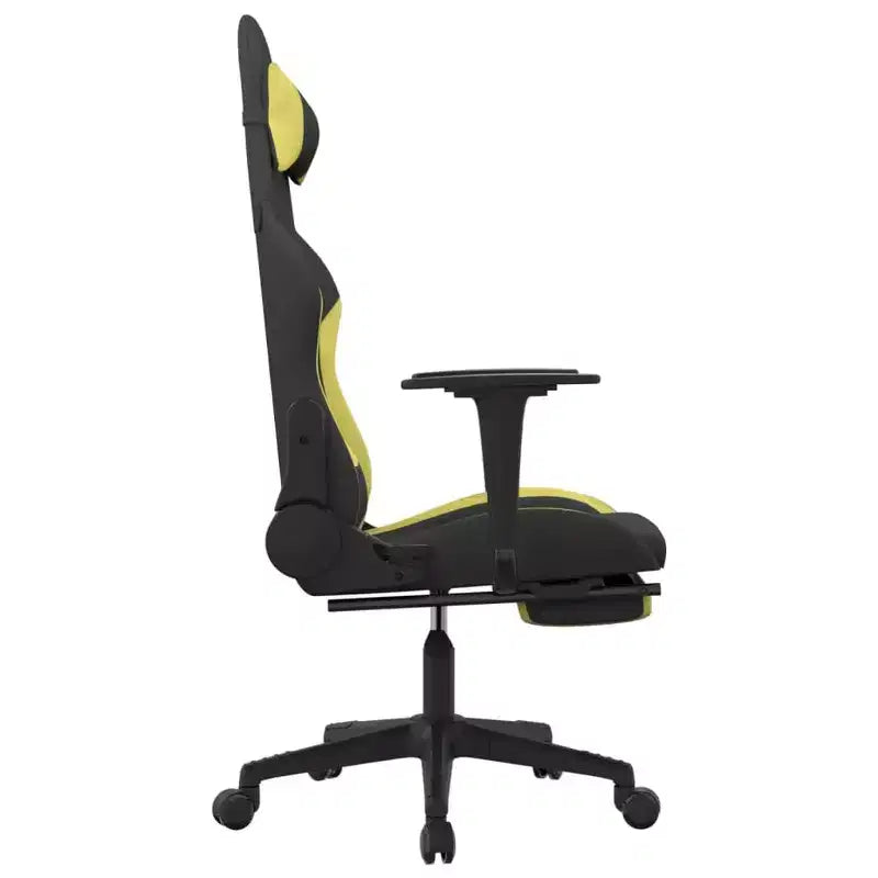 vidaXL Sedia da gaming massaggiante con poggiapiedi, nera e verde chiaro, in tessuto