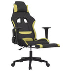 vidaXL Sedia da gaming massaggiante con poggiapiedi, nera e verde chiaro, in tessuto