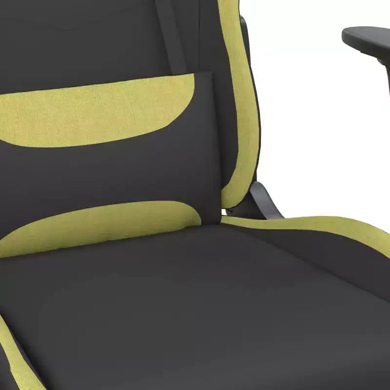 vidaXL Sedia da gaming massaggiante con poggiapiedi, nera e verde chiaro, in tessuto