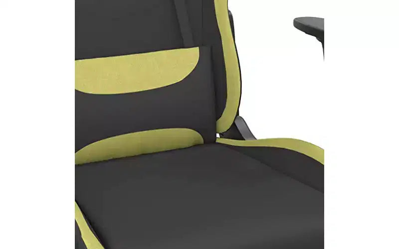 vidaXL Sedia da gaming massaggiante con poggiapiedi, nera e verde chiaro, in tessuto