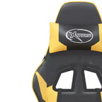 vidaXL Sedia da gaming con poggiapiedi, nera e oro, in similpelle