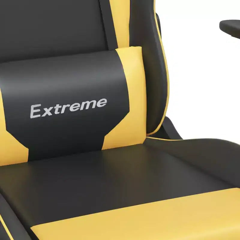 vidaXL Sedia da gaming con poggiapiedi, nera e oro, in similpelle