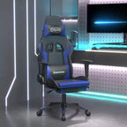 vidaXL Chaise de jeu avec repose-pieds, noir et bleu, similicuir